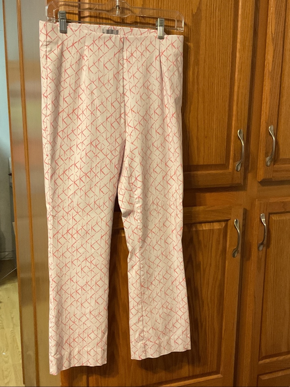 Sharon Young fit fabulous pink Geo Print Straight-Leg Pants size 8